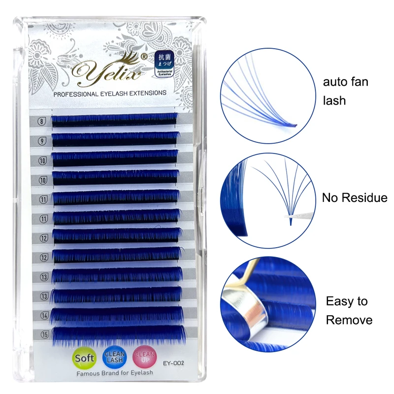 Yelix Volume Real Mink White Colorful Micro Swab Color Lash Wine Auto Fan Eyelash Extension