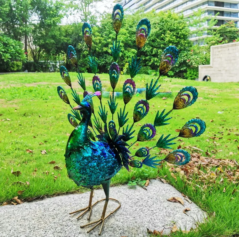  Декор Павлин fantail Металлический Сад