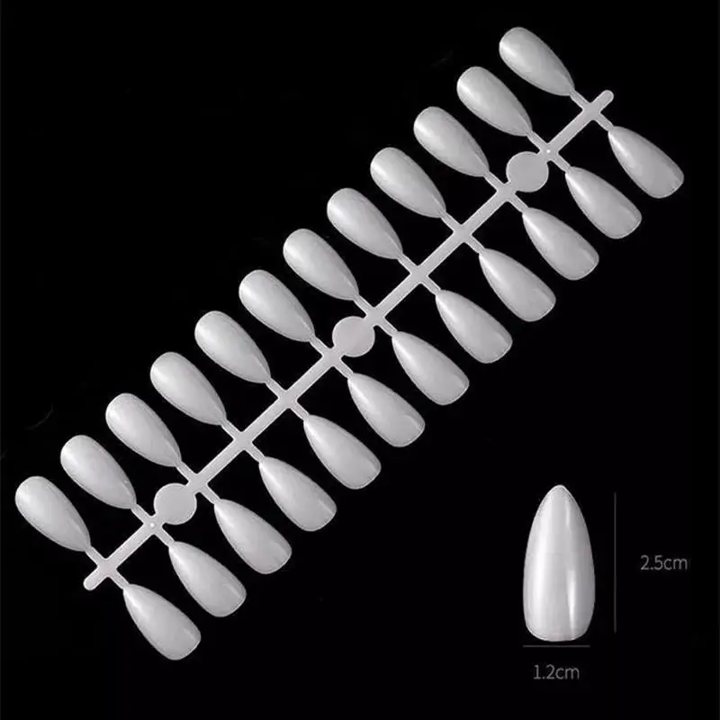 120pcs Display Nail Tips Color Display Nail Sharp Water Drop Shape Clear Natural Color Chart Display for Manicure Practice