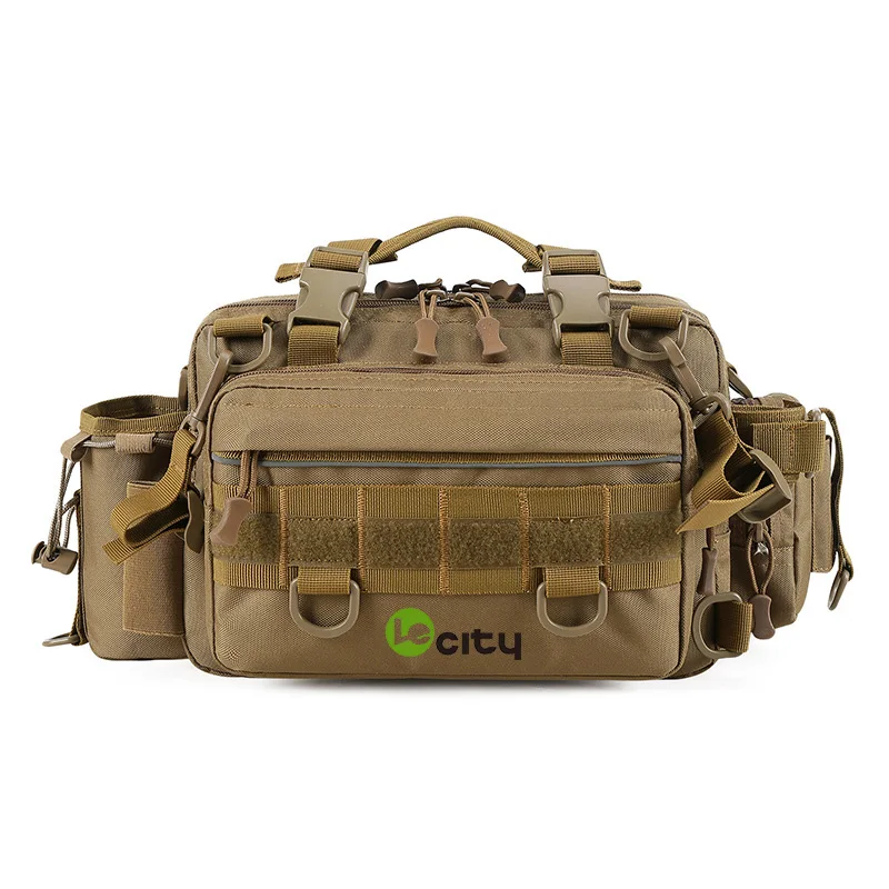 LE CITY water resistant nylon rod gear case crossbody camping fishing tackle lure bag
