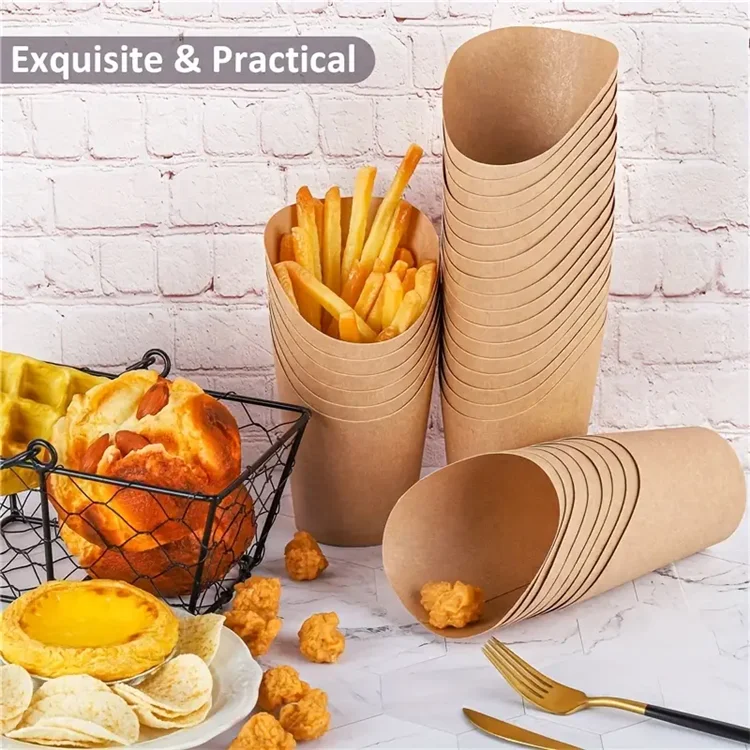 Biodegradable 12oz 16oz 32oz Eco-Friendly French Fries Paper Cup Fast Food Restaurant Chip Scoop Cup