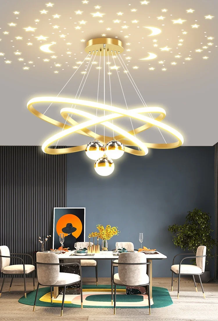 Custom Lighting Modern Led Chandelier Bedroom Hotel Round Hanging Light Iron Led Circle Ring Pendant Light