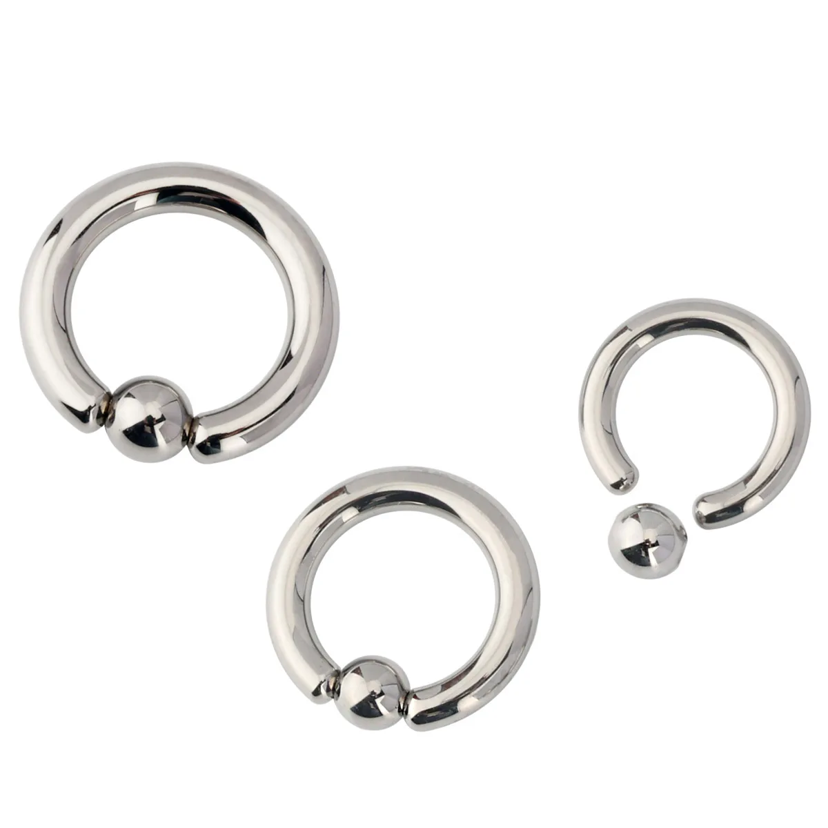 Wholesale G23 Titanium High Polished Captive Bead Rings Big Size CBR Hoop Rings Nose Ring Piercing Jewelry