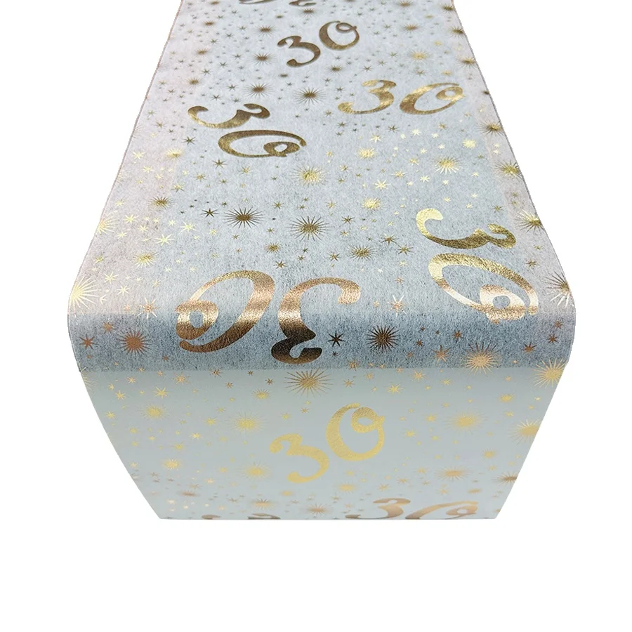 Factory Price Rose Gold 30th Birthday Table Runner 196 Inch Long Disposable Rectangle Table Runner for 30 Years Old Men Women