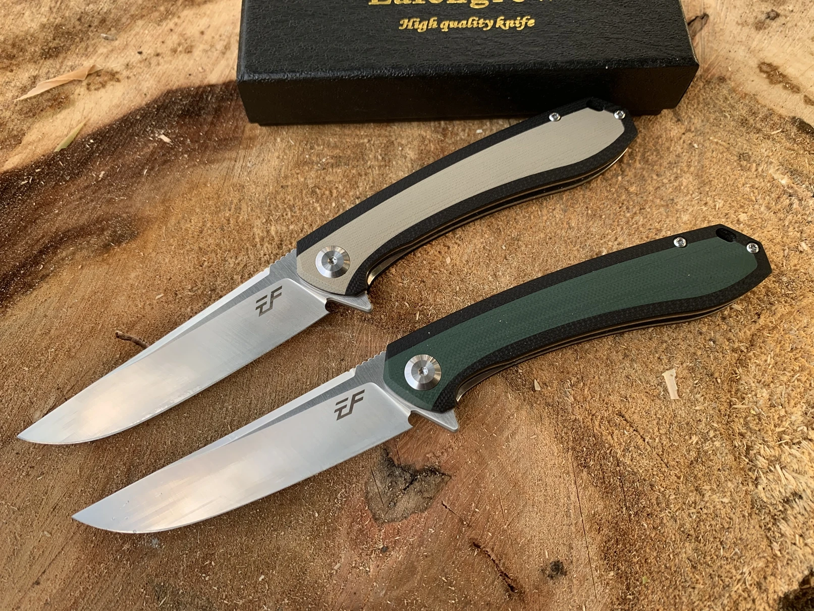 Custom Handmade Premium Quality Damascus Steel Camping Folding Knife With Leather Sheaths