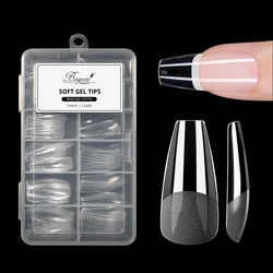 Popular 120 pcs 12 sizes mini clear box full cover soft gel x nail tips