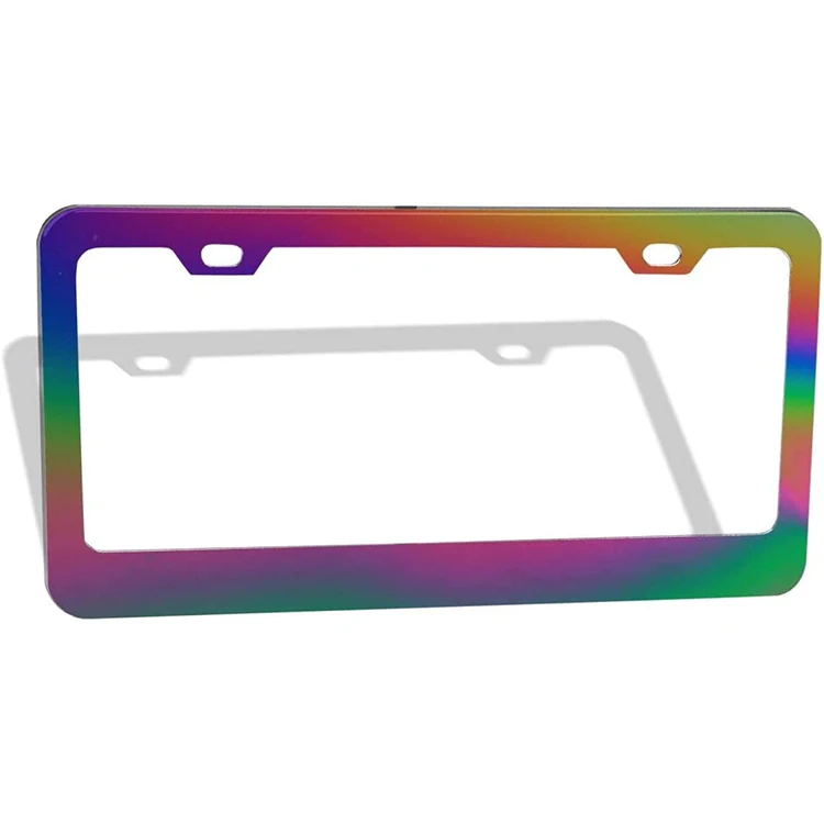 Rainbow License Plate Frame Aluminum Board Frames Theft-Proof Frames Custom Colorful License Plate Holder