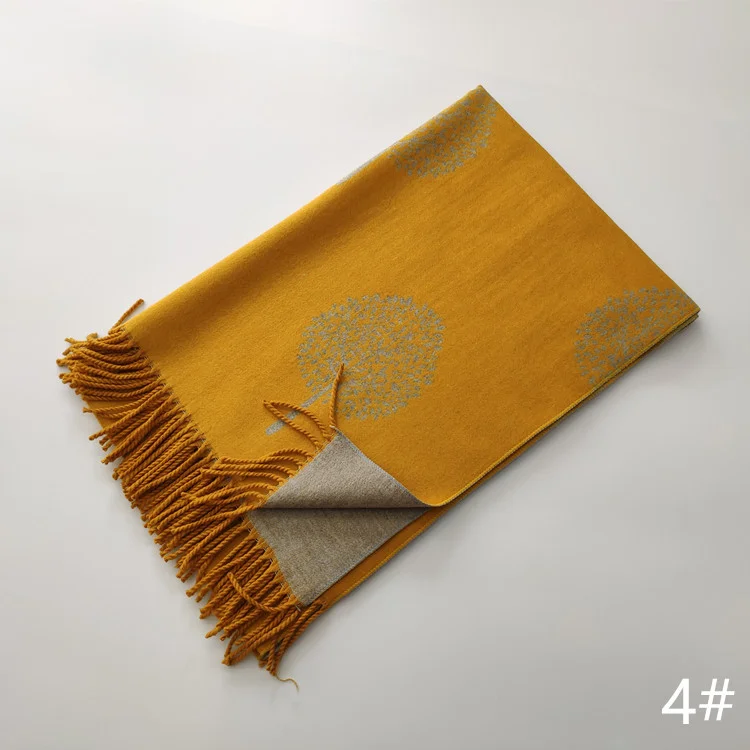 Hot Selling Double Sided Women Winter Pashmina Shawl Tassel Scarfs Jacquard Life Tree Cashmere Wrap Scarf