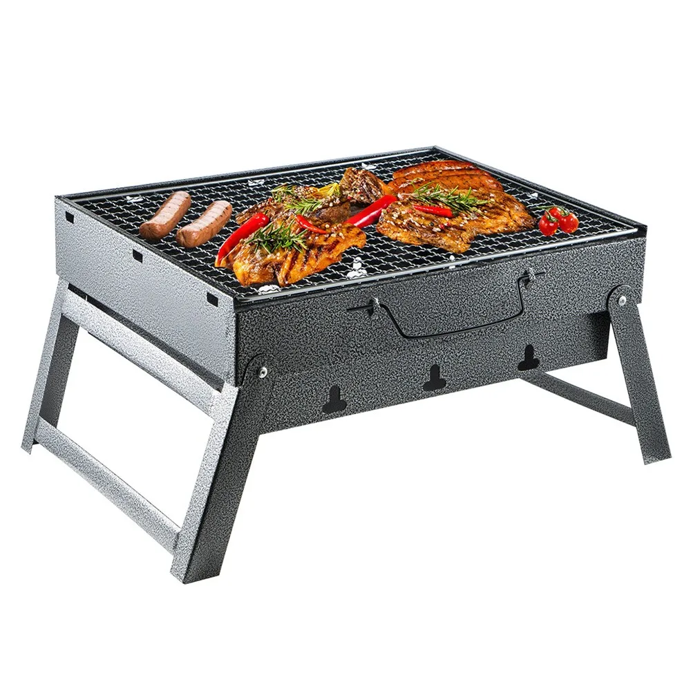 Portable Outdoor Metal BBQ Grill Patio Camping Picnic Hiking Cooking Barbecue Folding Charcoal BBQ Grill Table