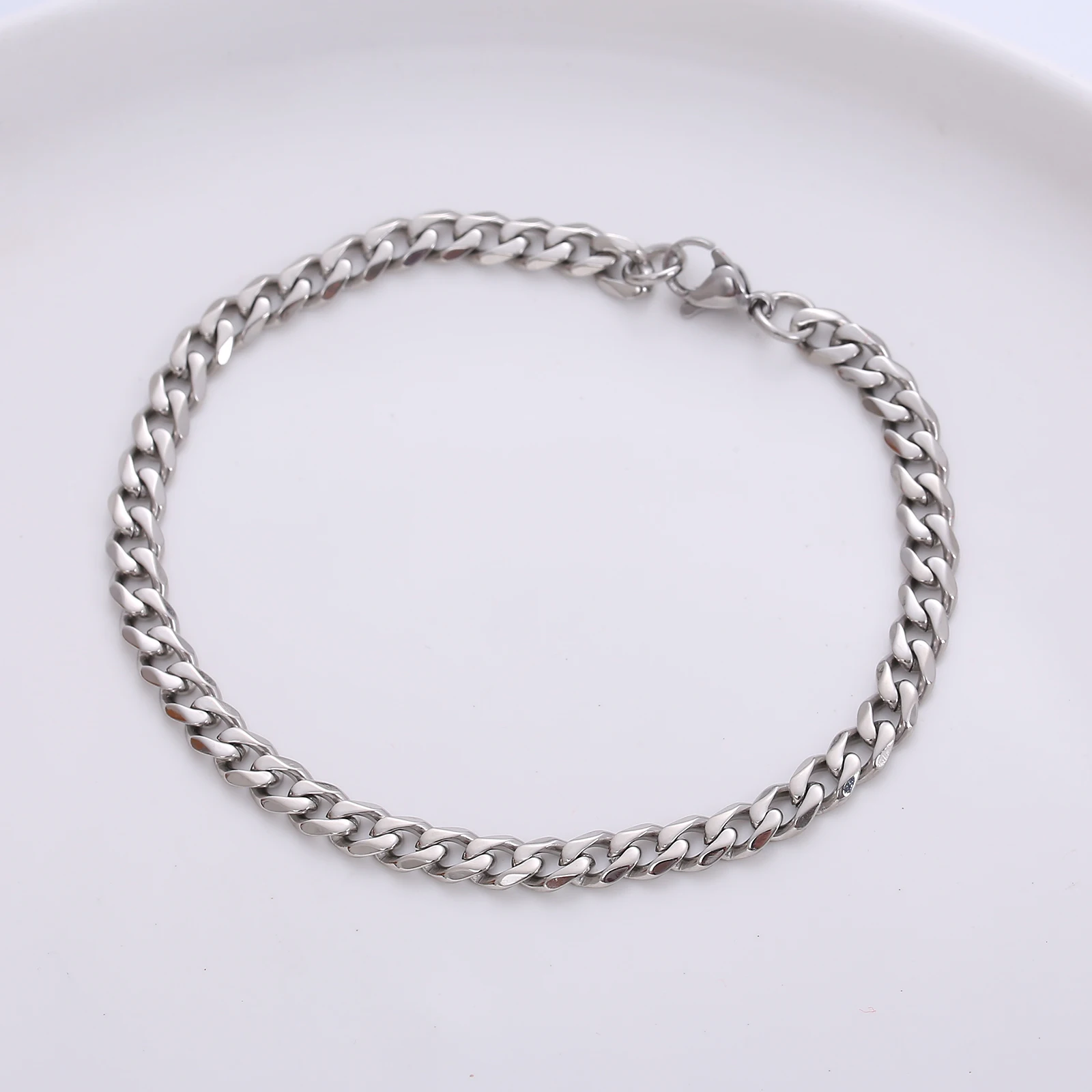 Mens Stainless Steel Silver Black Gold Chain Cuban link Bracelet