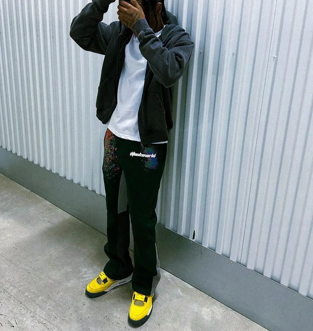 Custom Slim Fit Set Jogger Heavy With Streetwear Side Panel Men Acid Wash Heavyweight Cotton High Quality Flare Sweatpants