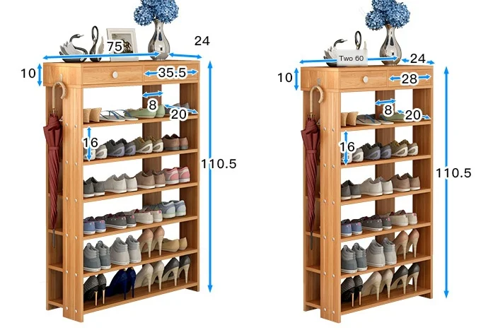 Деревянная полка для обуви шкафа