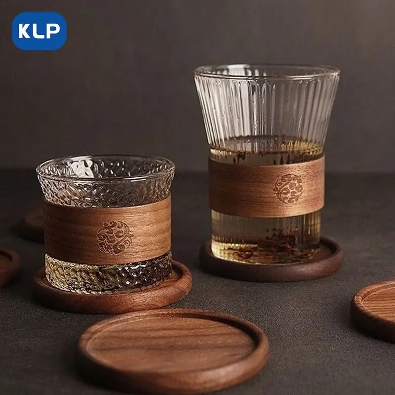 170ml 330ml Vertical Striped Borosilicate Glass Mug with Sleeve for Coffee Tea and Water Modern Style