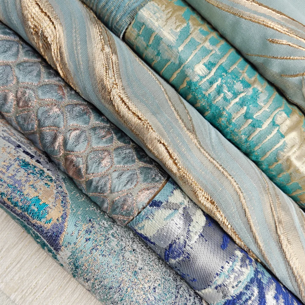 Luxury Jacquard Embroidered Curtain Fabric Best Blackout Fire Retardant Plain Yarn Dyed Living Room Sun Block Wholesale China