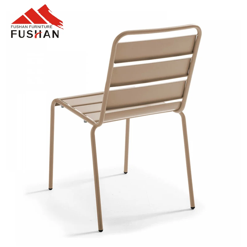 Hot sell coffee shop outdoor wind chair modern hotel waterproof leisure blue metal stackable dining outdoor chairs and table set