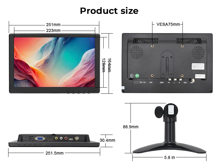 Hot selling ips panel full hd 10.1 inch lcd led touch screen monitor