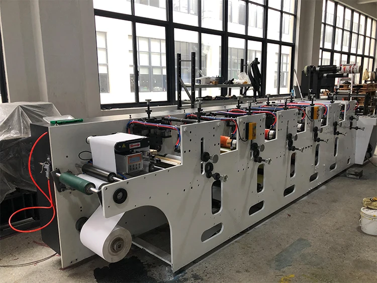Factory sale 4 5 6 7 colors label paper plastic film roll printer horizontal flexographic flexo printing machine