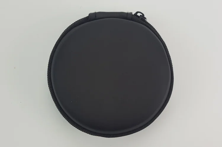 Wholesale 8cm PU Leather Round Travel Tech  Accessories Black Small Earphone Storage box