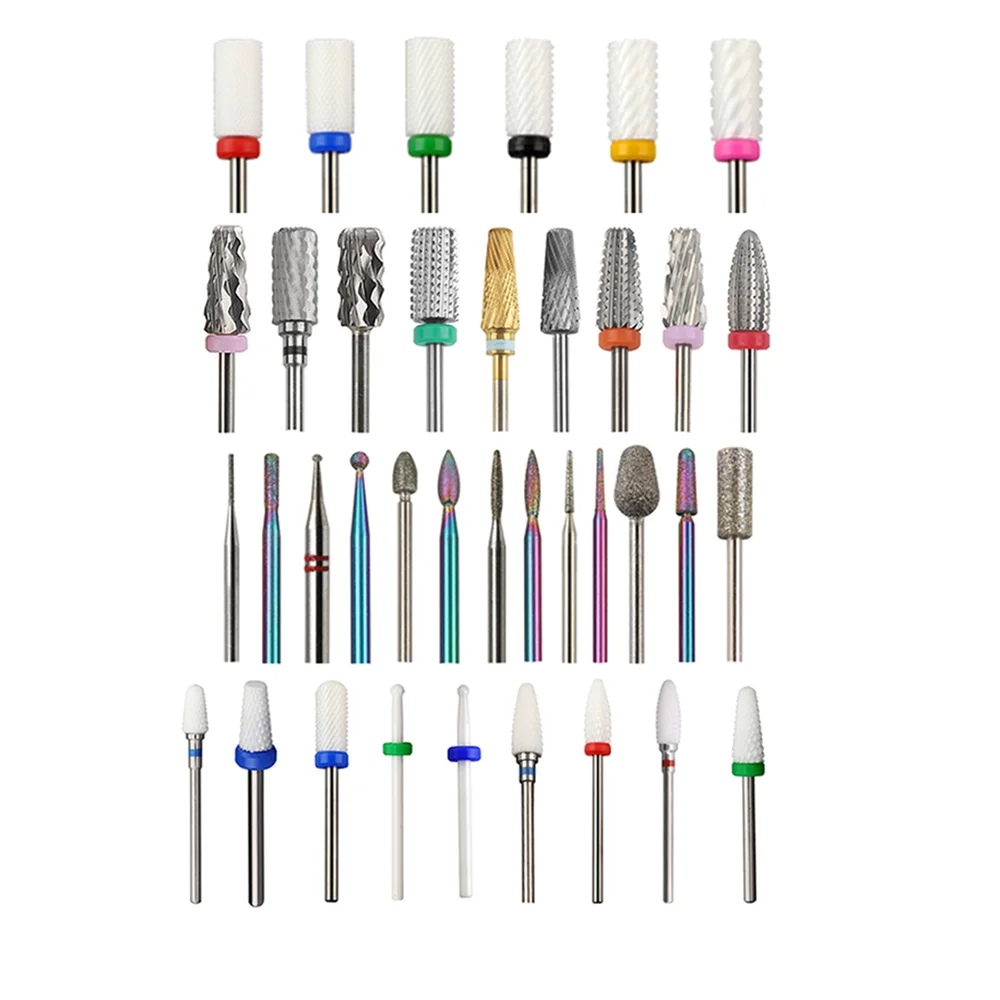 Cuticle Small Tornado Ceramics Barrel Diamond Tungsten Set 3/32 5 In 1 Nail Drill Bits