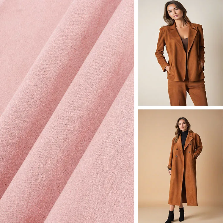 Manufacturers Polyester Spandex Knitted Cloth Faux Suede Scuba Fabric for Winter Coat and Jacket