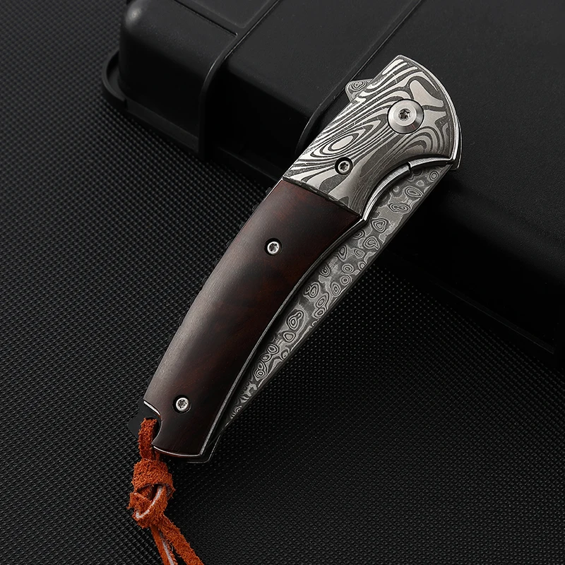 New Damascus Steel fishing Wilderness Camping carry-on folding hunting knife outdoor damascus pocket knife