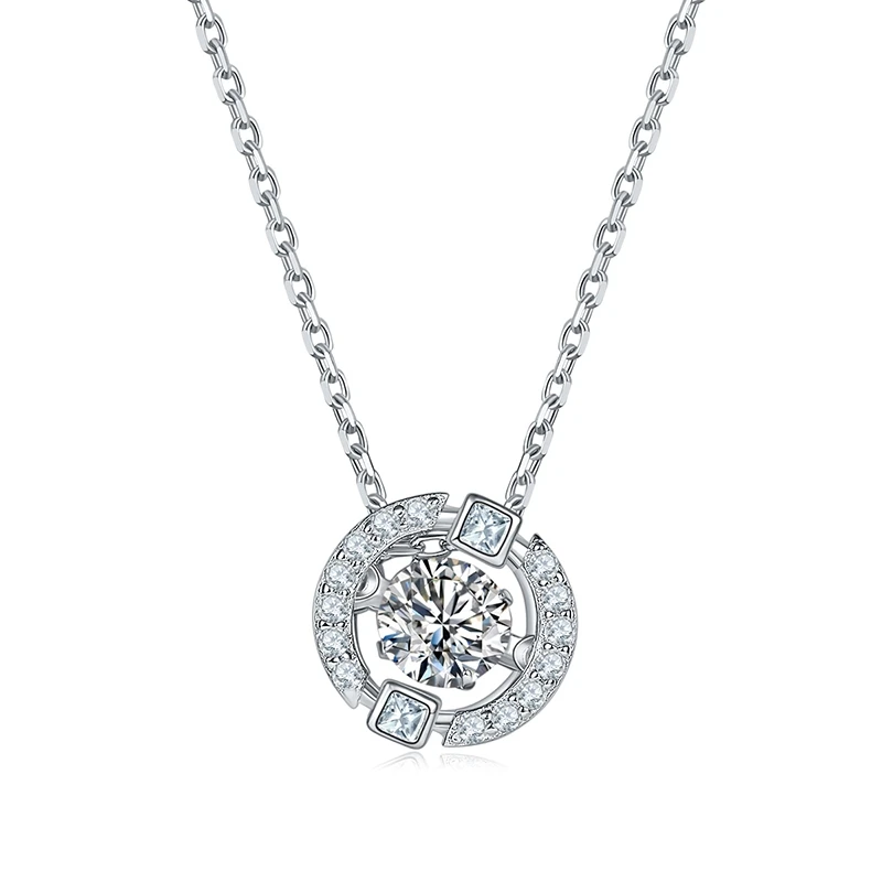 SMN61 0.5 Carat Moissanite Necklace for Women D Color Vvs1 Diamond 925 Sterling Silver Necklace Birthday Gift