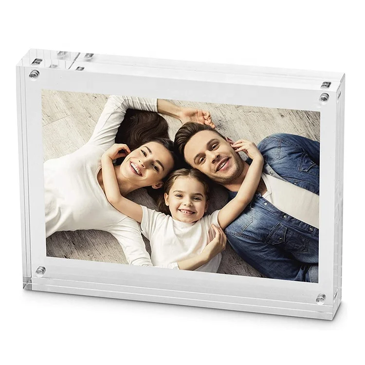simple luxury acrylic floating table top stand picture photo frames with magnets