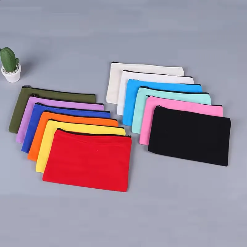 Подарки на заказ с логотипом напечатанная Холщовая Сумка На Молнии Белая косметичка Роскошная хлопчатобумажная маленькая холщовая косметичка для макияжа Дорожная косметичка-карандаш