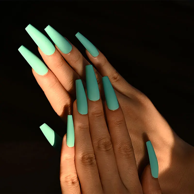 Hot Sale 24 Pcs/box Extra Long Solid Color Artificial Ballerina False Nails Full Cover Fake Nails Designed Press On Nails