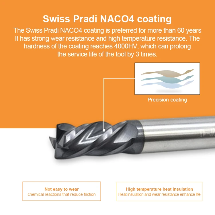 2t 4t hrc55 carbide cutter 4flute end mill fresa metal duro topo 55hrc