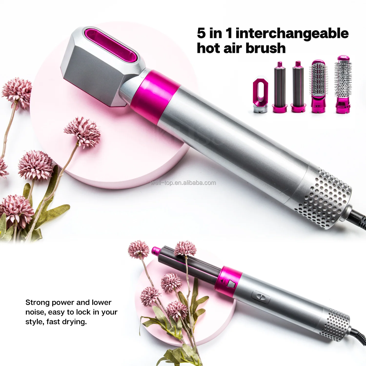 
Amazon Top Seller Wholesale Hair Dryer Professional Hot Cold 1200W Hair Brush Dryer Comb One Step Airbrush Hair Dryer 