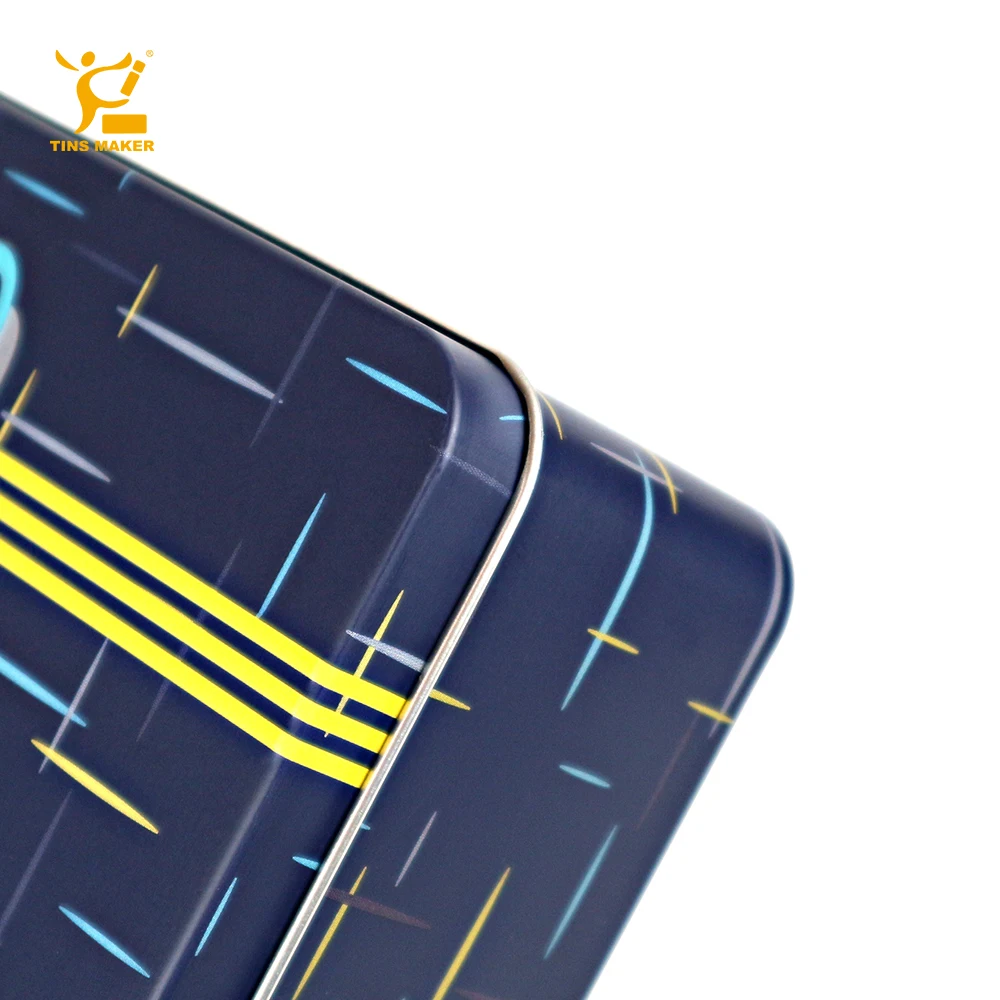 Black Rectangular Storage Tin Box Square Metal Collection Display Rack For Tea Candy Biscuits Black Electroplated Tin Box