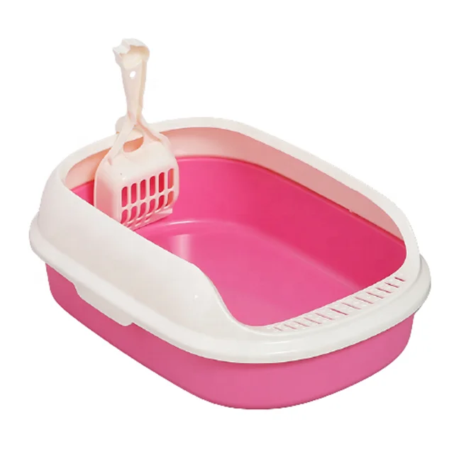 Plastic modern cheap pet toilet cat litter box with free shovel