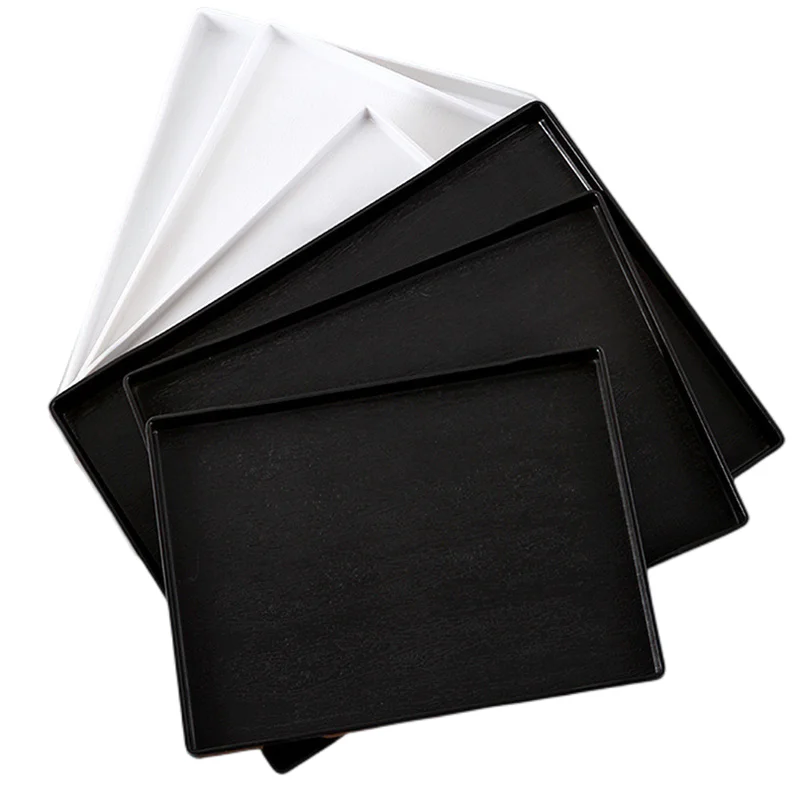 Custom Logo Melamine Black And White Plastic Swimming Pool Floating Trays For Serving Food