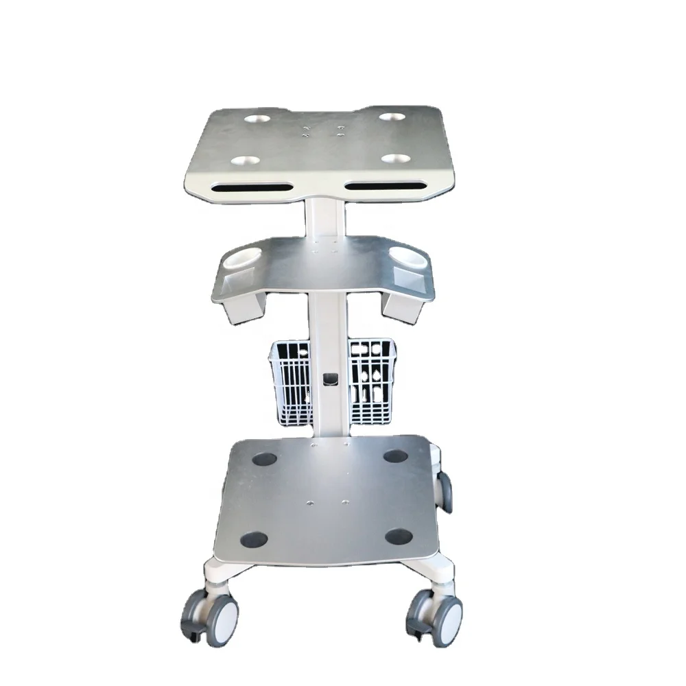 Ultrasound Trolley with two platform Ultrasound moveable cart Hospital trolley adjust height