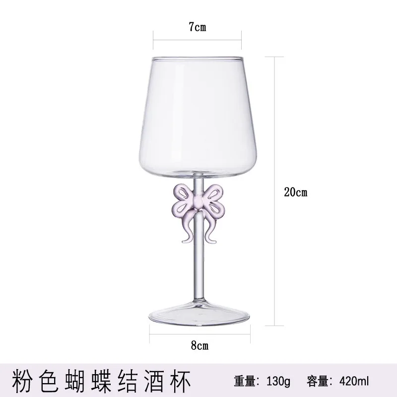 Creative Red Wine Glass Bow Tie Wine Glass for Party Anniversary Wedding