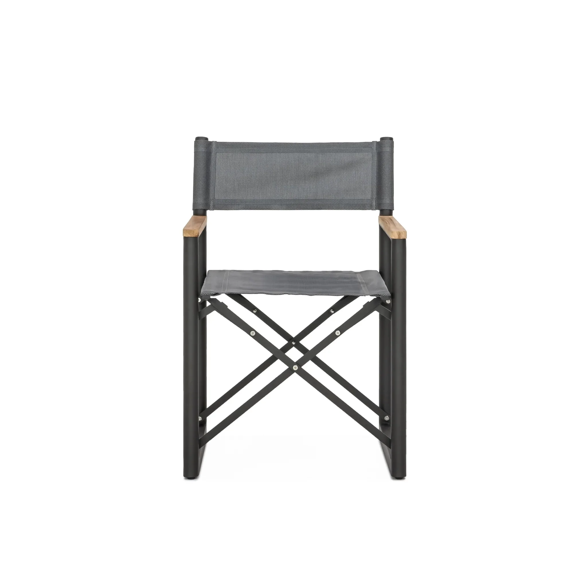 Modern outdoor garden aluminum chair leisure armrest director chair with teak wood outdoor folding chair