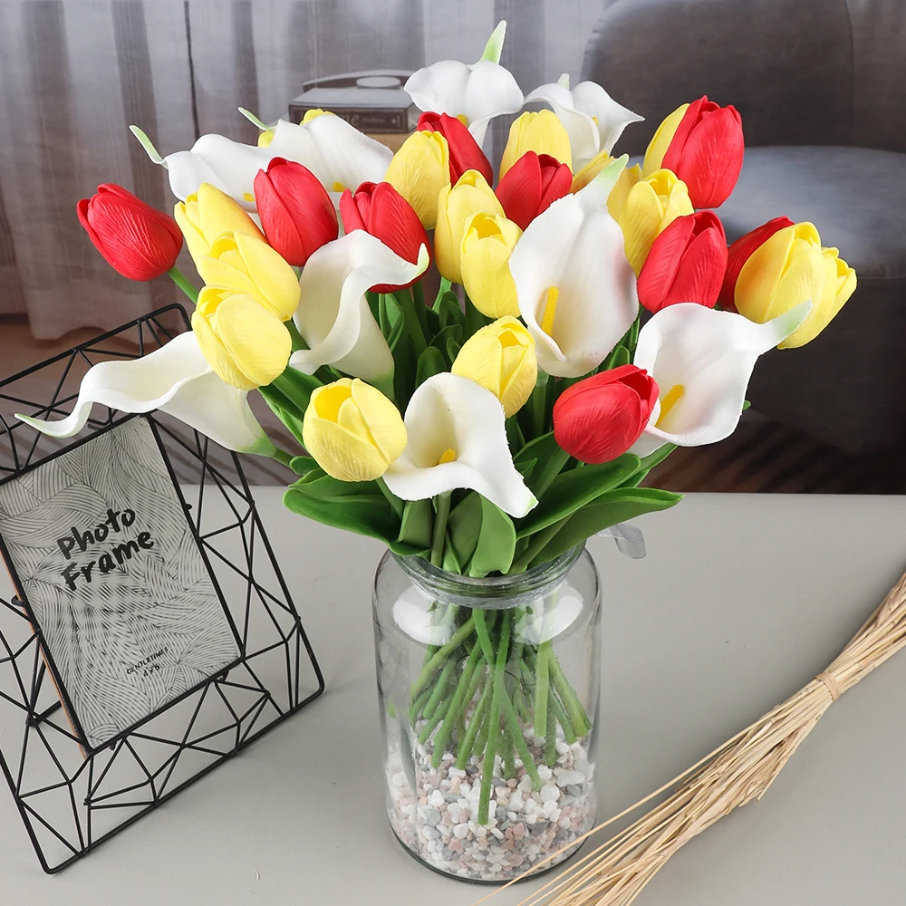 NEWGARDEN Artificial Flower Bouquet Mini Tulip EVA Hot Sale Real Touch EVA Decorative Flowers Bouquet Wedding