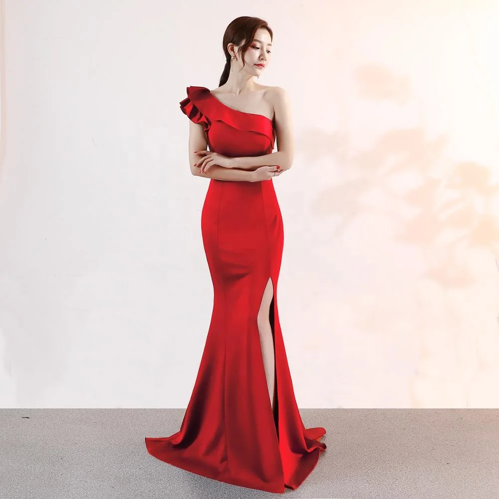 One-shoulder Evening dress Sleeveless Elegant Floor-length Mermaid long Party Gowns Zipper back Prom dresses