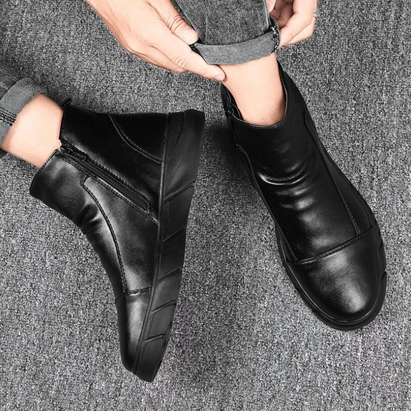 DianSen Wholesale Men Waterproof PU Leather Safety Shoes Soft Outsole Outdoor Work Shoes