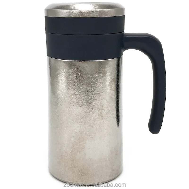 Hot selling Titanium Water Bottle gift box 450ml double walled titanium mug with hanldle and spill proof lid