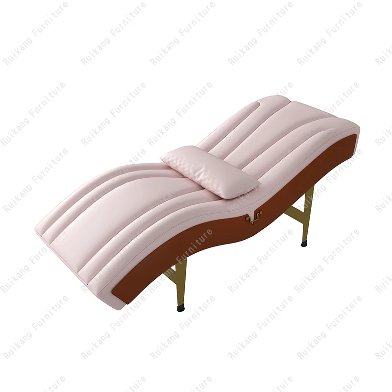Modern Stationary luxury Beauty Salon Equipment  Metal Eyelash Cosmetic Facial Spa Curve Lash Bed Massage Table