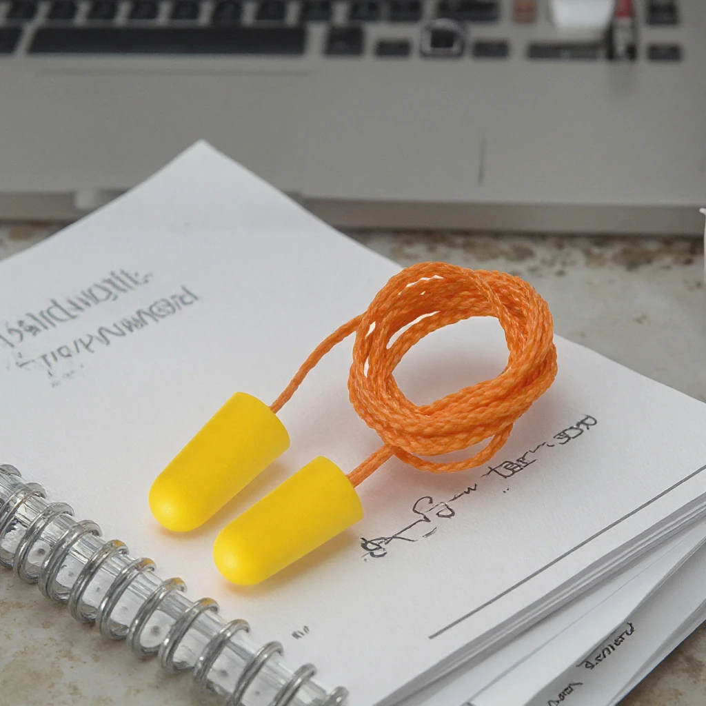 Sound Proof Noise Reducer Earplug Safety Ear Plugs With Lanyard String