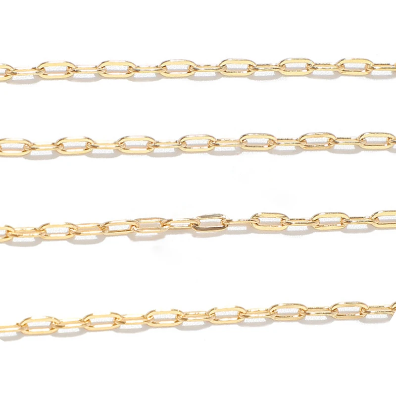 
XuQian 2*5mm Gold Plated Paperclip Chain Roll for Diy Necklace Bracelet 