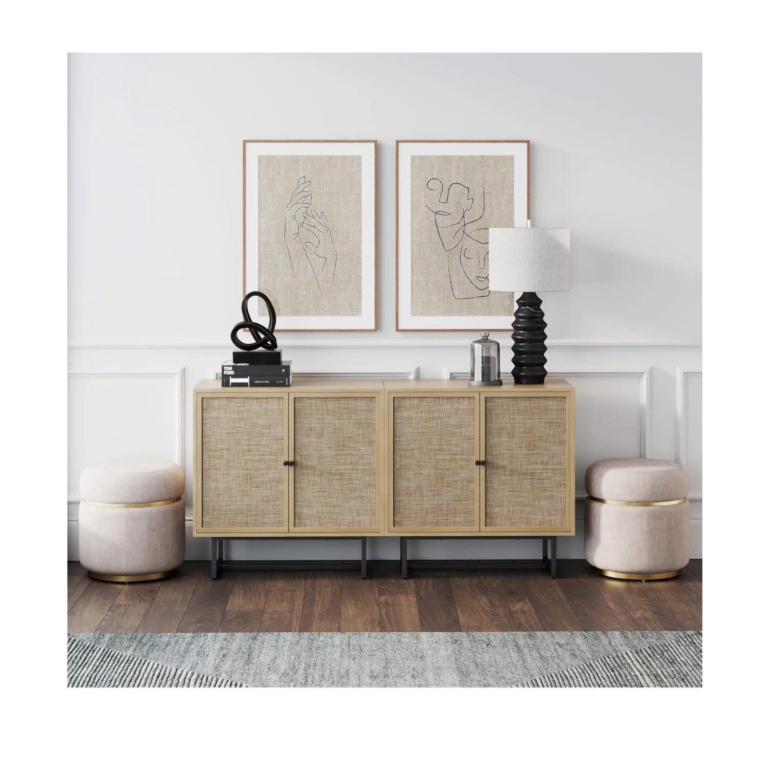 Modern buffet side cabinet, suitable for corridor entrance, dining room, living room, and a set of 2 TV stations