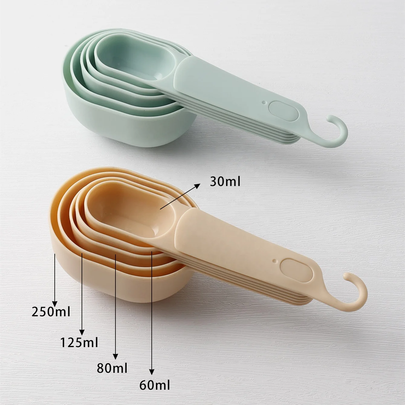 High quality household food grade multi sizes 5 pcs plastic wholesale unique measuring spoons