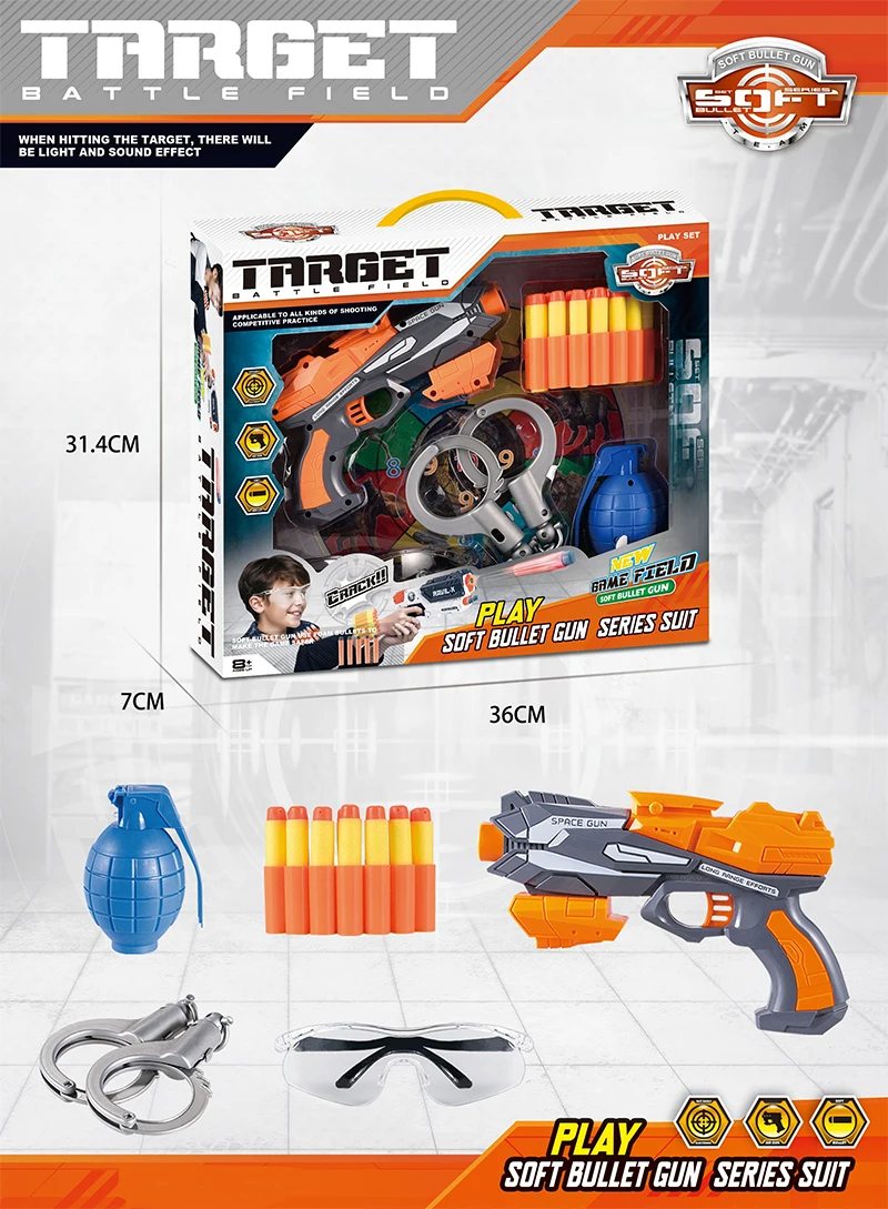 Foam Hand Gun Toy Blaster Gun Compatible with Ner Guns Foam Dart Wrist Band and Refill Soft Foam EVA Darts