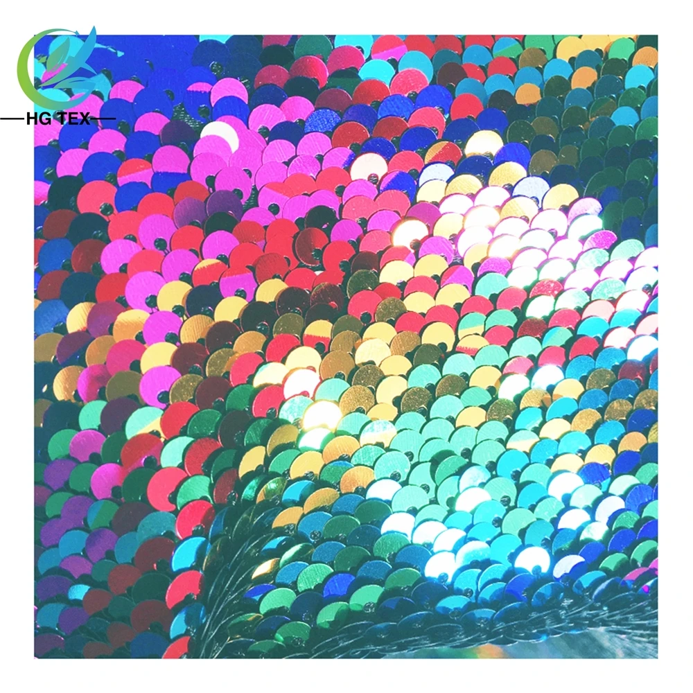 
 Оптовая продажа красочные вышивки Реверсивный блесток ткань  