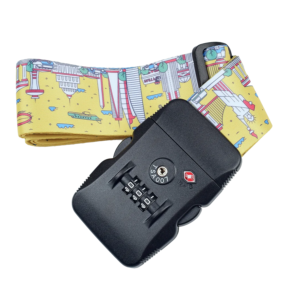Travel Luggage Strap Cross Belt tsa Packing Adjustable Travel Suitcase Belt Luggage Belt with Plastic Buckle CN;GUA