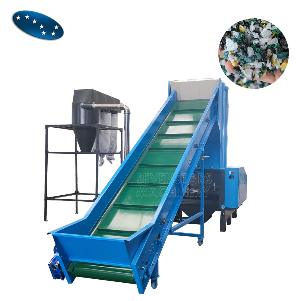 Automatic waste plastic film crusher for PP PE Plastic Milk Bottle/Can/Drum/Crate Crushing Machine